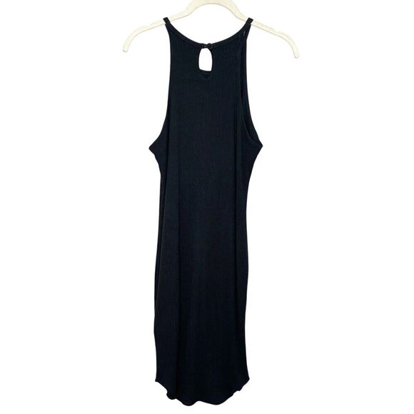 LNA Dress Small Black Double Layer Ribbed Tank Keyhole Midi Stretch Made USA - Picture 7 of 11